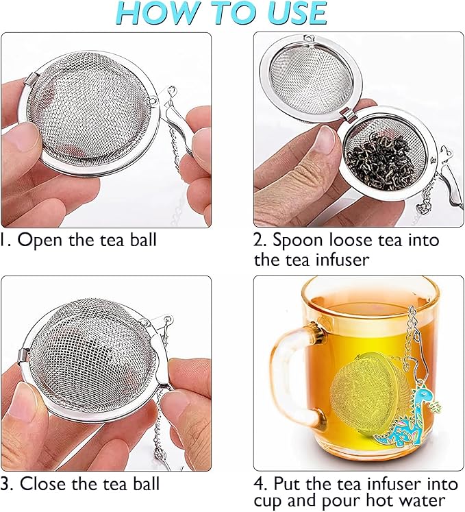 Dinosaur Tea Infuser Set - Elevate Your Tea Experience with Charming Dinosaur Charm Pendants and Superior Loose Leaf Tea Strainers, Cute Tea Extraction Filter Best Friend Gift (2 PCS)