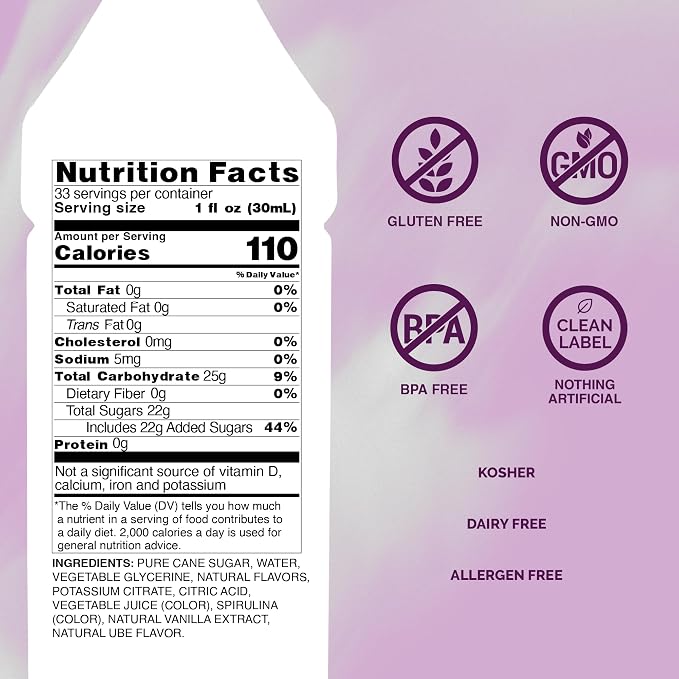 Monin - Ube Blend Syrup, Savory & Sweet, Blended With Notes of Fig, Cinnamon & Vanilla, Great for Lemonades, Boba Tea, & Coffee, Dairy-Free, No Artificial Sweeteners, Gluten-Free (Plastic, 1 Liter) - Image 2