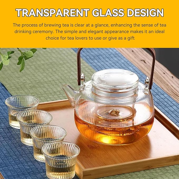 Glass Tea Infuser with Dual-Purpose Lid/Coaster for Teabloom, Glass Tea Strainers for Loose Tea-leaves, Universal Steeper for Teapots, Mug, Bottle, Cup, Travel Tumblersm Microwave & Dishwasher Safe