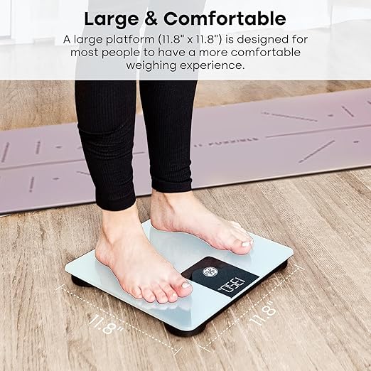GE Bathroom Scale for Body Weight, Digital Weight Scales 500lb Heavy Duty Measuring Device for People Accurate BMI Weighing Machine with Bluetooth, White