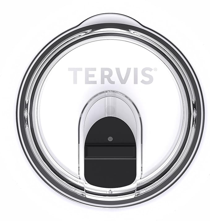 Tervis Slider Lid Made in USA Double Walled Insulated Tumbler Travel Cup Keeps Drinks Cold & Hot, Fits 30oz Stainless Steel, Clear