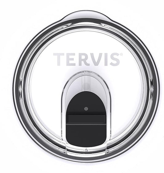 Tervis Slider Lid Made in USA Double Walled Insulated Tumbler Travel Cup Keeps Drinks Cold & Hot, Fits 30oz Stainless Steel, Clear