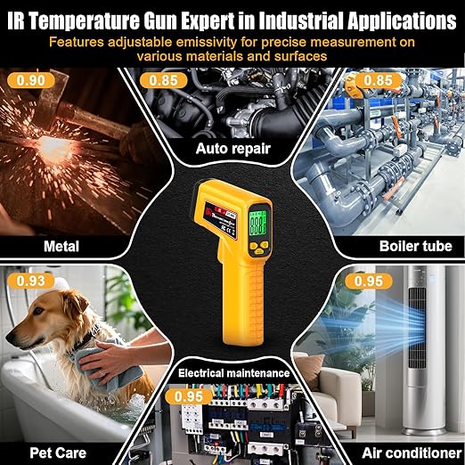 FKM Infrared Thermometer Gun High Precision 13-Point Laser Non-Contact Laser Temperature Gun,-58°F~1112°F,Digital IR Temp Gun for Cooking,Griddle,Oven,Food,HVAC,Automotive,Industrial Tool-2026 Upgrade