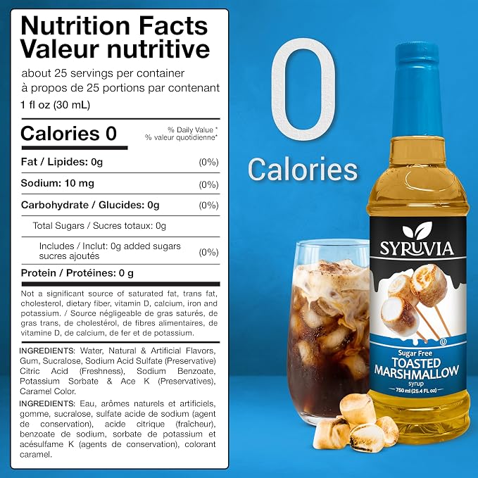 Syruvia Sugar Free Coffee Syrup, Toasted Marshmallow Flavored Syrup for Drinks, Lattes, and Desserts – 25.4 fl oz, With Pump - Image 2
