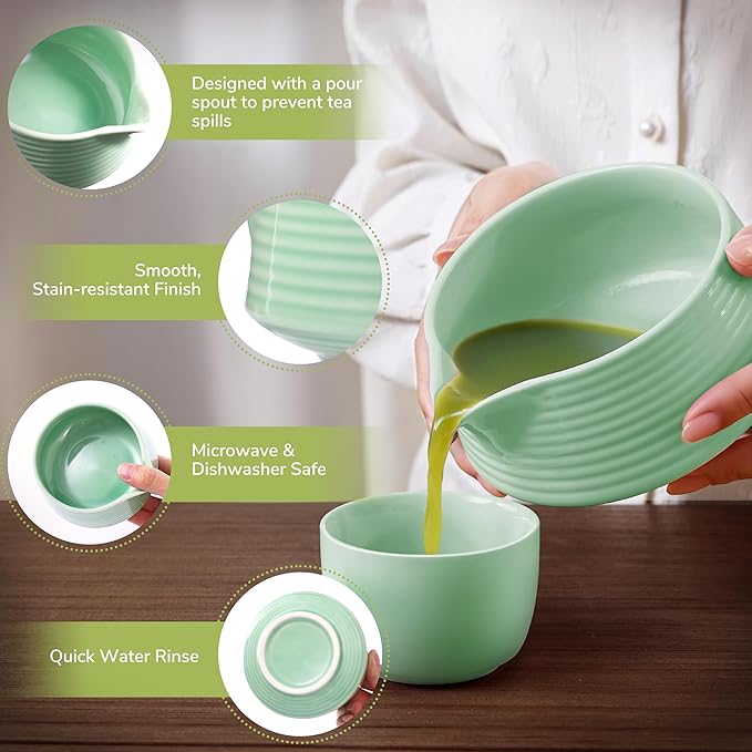HELPLX Matcha Whisk Set, 10-Piece Japanese Matcha Kit with Bowl, Whisk & Holder, 2 Tea Cups, Bamboo Scoop, Spoon, Sifter, Scoop Rest & Tea Towel – Green Matcha Tea Set for Ceremony or Daily Use