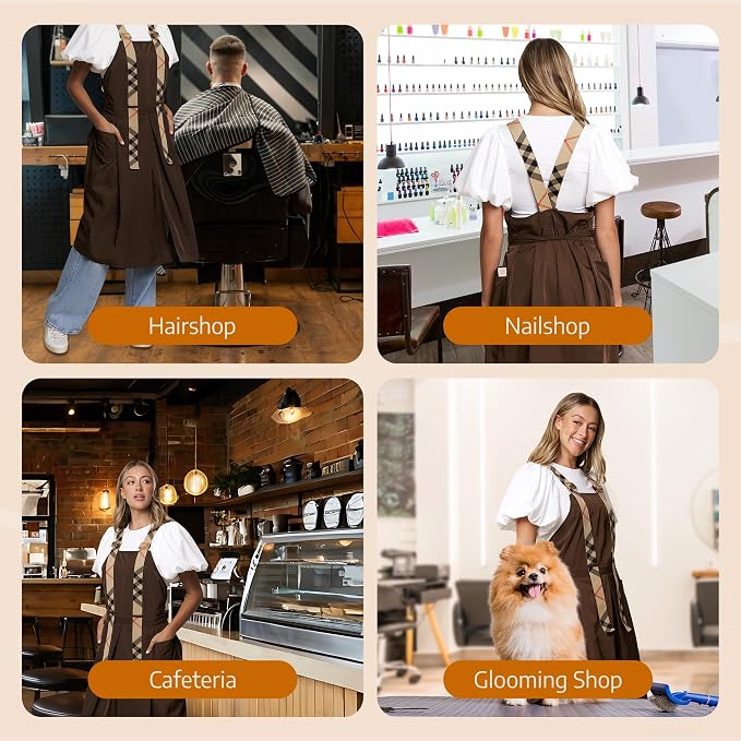 Premium Apron for Nail Techs, Hairstylists, Artists - 360 Full Coverage with Elastic Straps and 2 deep pockets - Image 5