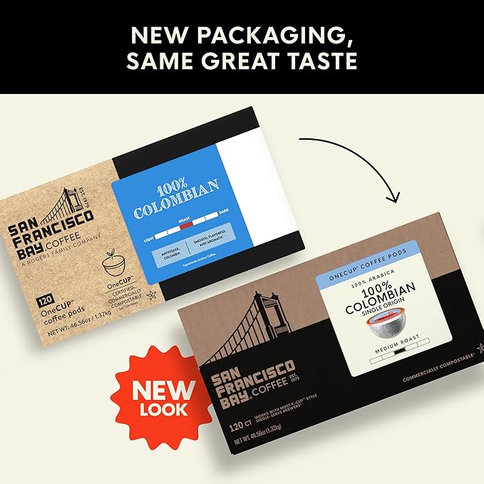 San Francisco Bay Compostable Coffee Pods - 100% Colombian (120 Ct) K Cup Compatible including Keurig 2.0, Medium Roast