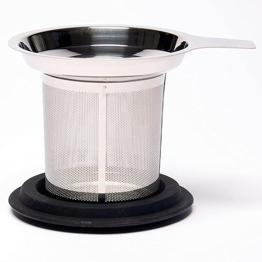 August Uncommon Tea Infuser – 18/8 Stainless Steel Mesh Tea Strainer with Silicone Lid – Extra Fine BPA Free Loose Leaf Tea Filter – Fits Most Mugs and Teapots (L 4.25" x W 4.125" x H 3.5)