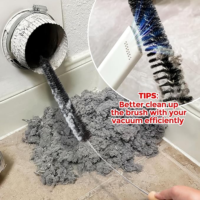Holikme Dryer Vent Cleaner Kit Clothes Dryer Lint Brush Vent Trap Cleaner Home Essentials Long Flexible Vacuum Brush,Crevice Gap Cleaning Tool Brush - Image 3