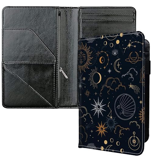 Server Books for Waitress, with 7 Large Pockets, Waiter Serving Book, Waitstaff Server Order Pads, Cute PU Leather Server Book with Pen Holder Fit Server Apron, Sun and Moon by Unknown
