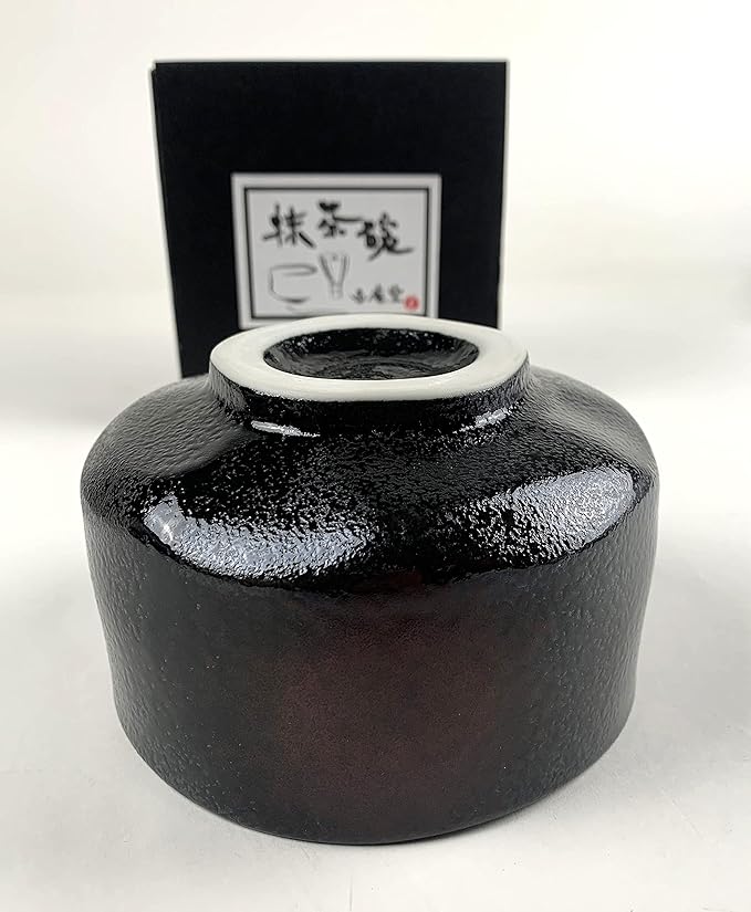 JapanBargain, Japanese Matcha Bowl Chawan Porcelain Tea Bowl for Green Tea Ceremony, Black/Red, Made in Japan