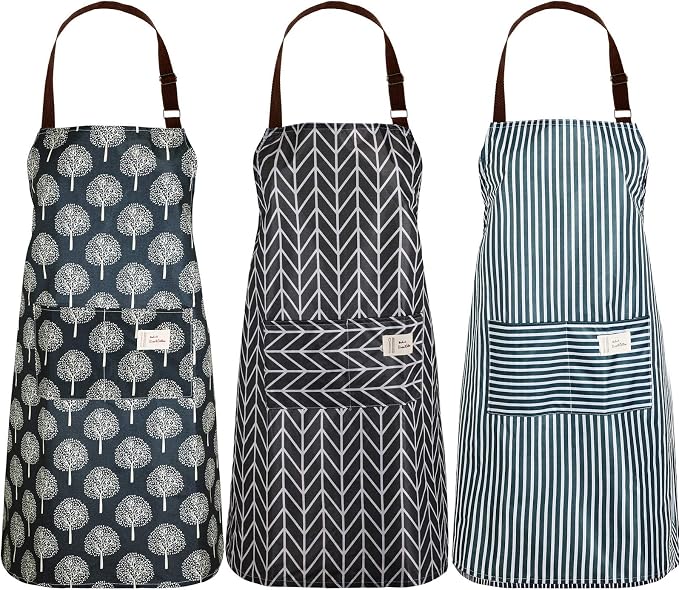 SATINIOR 3 Pcs Waterproof Kitchen Apron with 2 Pockets by SATINIOR