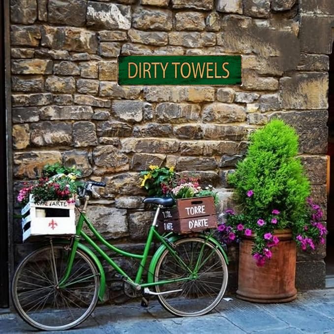 Vintage Metal Tin Sign DIRTY TOWELS 4''x16'' inch, Street Sign for Home, Restaurant, Bar, Cafe, Garage - Retro Wall Decor Plaque - Image 2