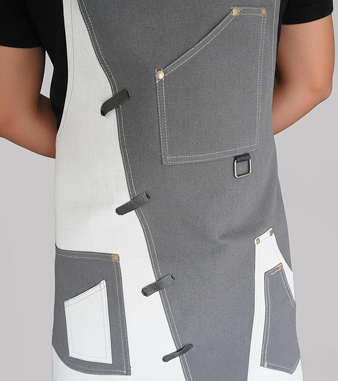 Professional Work Apron for Men & Women – 100% Cotton with waterproof Membrane, Cross Back Straps