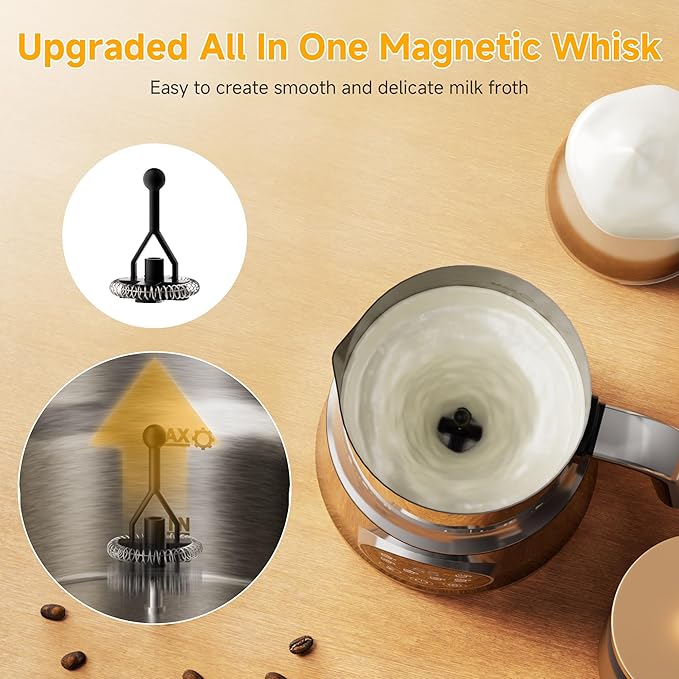 Milk Frother and Steamer, Large Capacity Detachable Electric Milk Frother, Automatic Warm and Cold Foam Maker, Hot Chocolate Maker, BPA Free