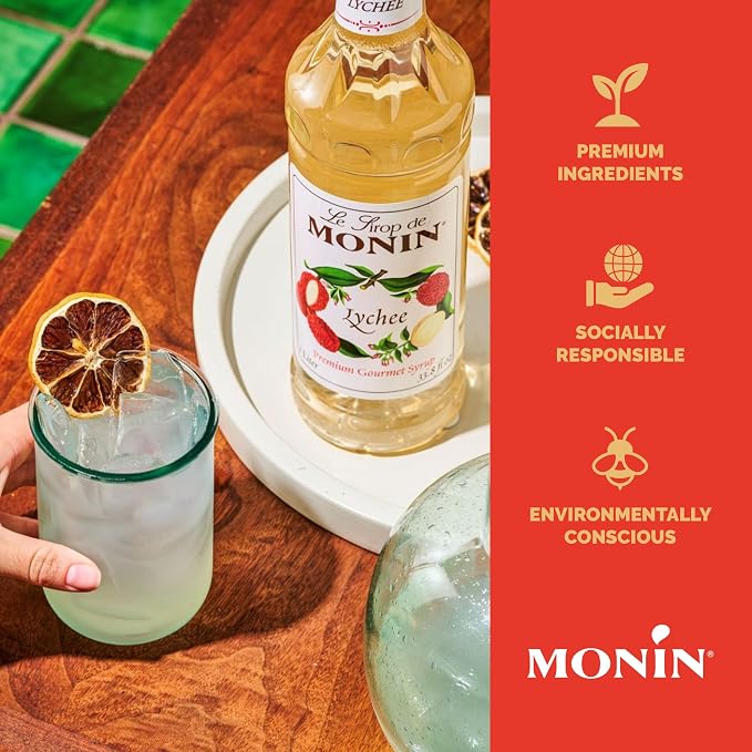 Monin - Lychee, Great for Teas, Lemonades, Smoothies, & Cocktails, Gluten-Free, Non-GMO (1 Liter) - Image 4