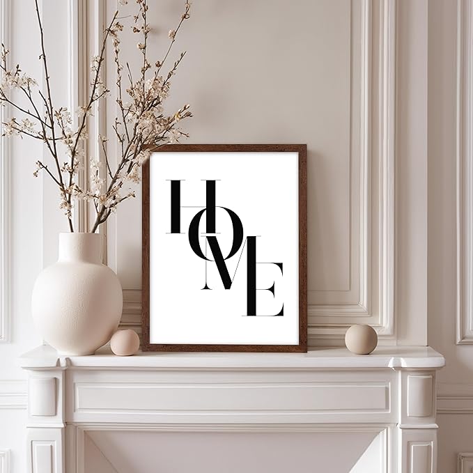 Poster Master Vintage Unique Poster - Retro Minimalist Print - Home, Letters, Typography, Black and White, Simple - Gift for Artist, Friend - Wall Decor for Living Room, Dorm, 11x14 Brown Framed