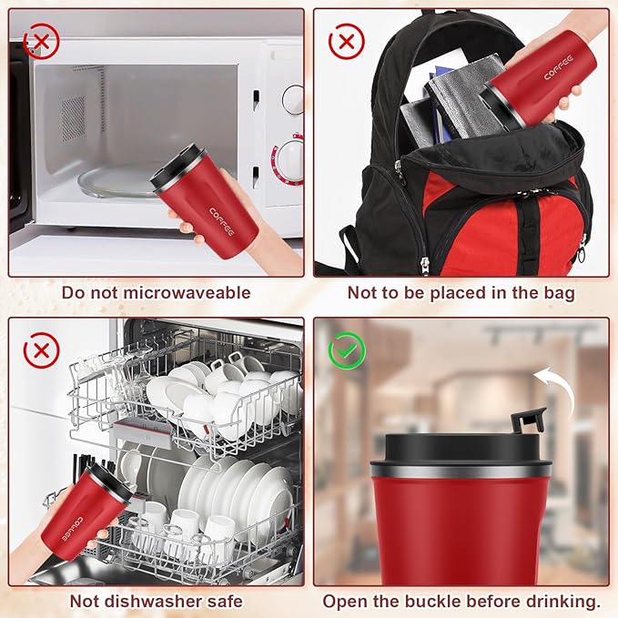 MOMSIV 12oz Travel Mug, Insulated Coffee Cup with Leakproof Lid, Vacuum Stainless Steel Double Walled Reusable Tumbler for Hot and Cold Water Coffee and Tea In Travel and Car