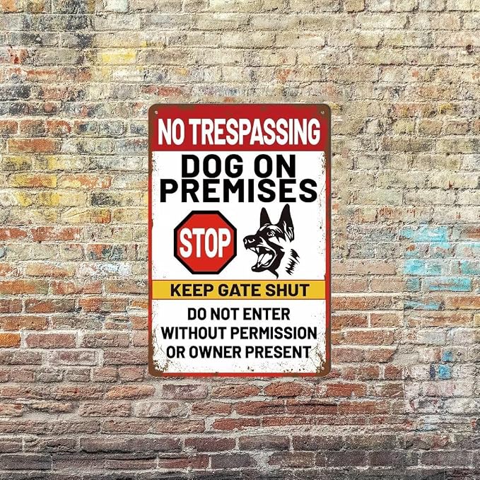 Beware Of Dog Signs For Fence Warning Do Not Enter Metal Signs No Trespassing Dog On Premises Sign For Garden Dogs Warning Signs For Property Stop Keep Gate Closed Sign Door Outdoor Decorations 12x8 Inch - Image 4