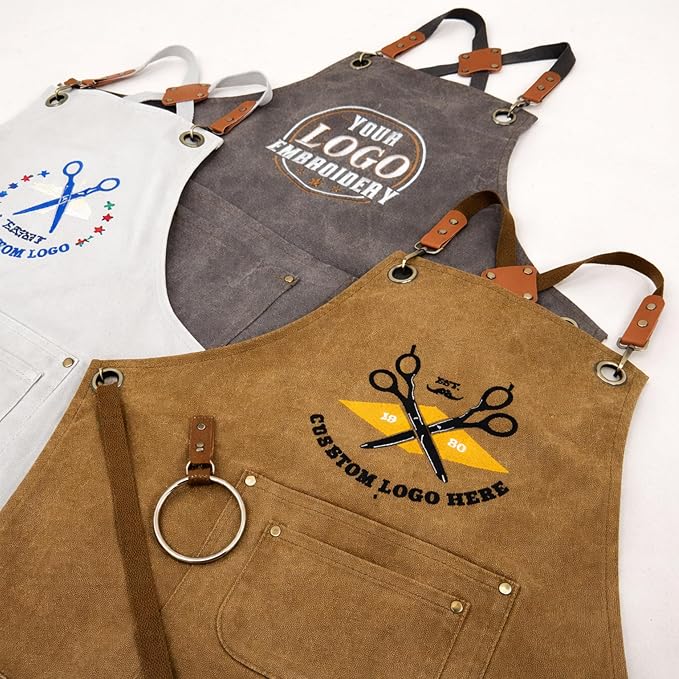 TEEAMORE Custom Design Apron for Men Women Adjustable Crossback Thick Work Apron with Pockets Personalized Canvas - Image 6