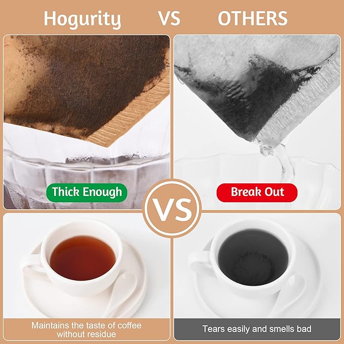 400 Count Coffee Filters #4, Disposable Coffee Filters 8-12 Cup,No Blowout,Unbleached Natural Coffee Filters 4 Cone Paper for Pour Over Coffer Makers/Coffee Dripper Cones