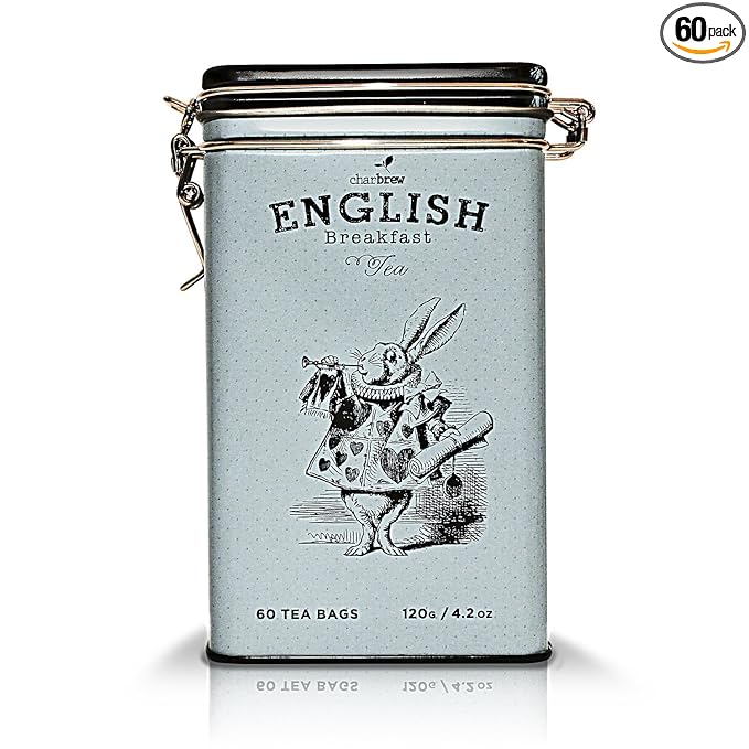 Charbrew Alice In Wonderland Tea Tin Limited Edition - 60 English Breakfast Tea Bags