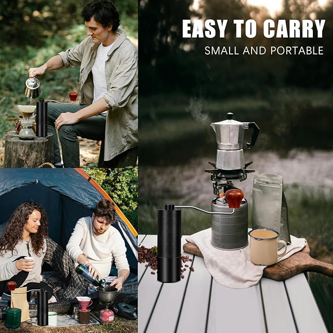 25g Manual Coffee Grinder CNC Stainless Steel Hand Coffee Grinder with Double Bearing Positioning Adjustment, Manual Coffee Bean Grinder Perfect for Office Home Traveling