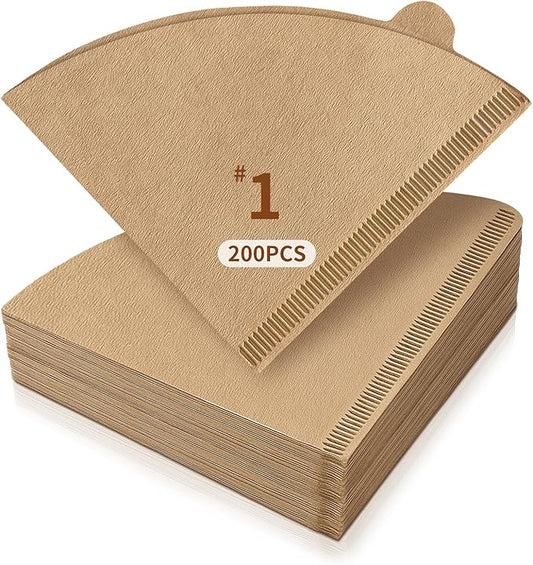 200 Count Coffee Filters, Coffee Filters #1 Disposable, Natural Unbleached #1 Paper Filter for Pour Over and Drip Coffee Maker, Suitable for Home Coffee Shop (1-2 Cup)