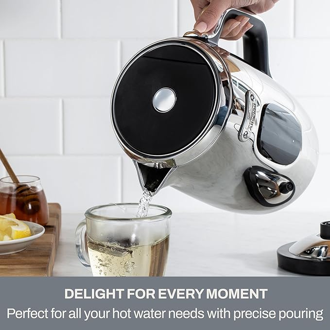 All-Clad Stainless Steel Kettle 1.5 Liter Keep Warm Function 1500 Watts Adjustable Temperature, Safe to Touch, Fast Boiling, Silver