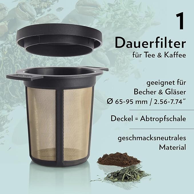 Finum Reusable Stainless Steel Coffee and Tea Infusing Mesh Brewing Basket, Medium, Black