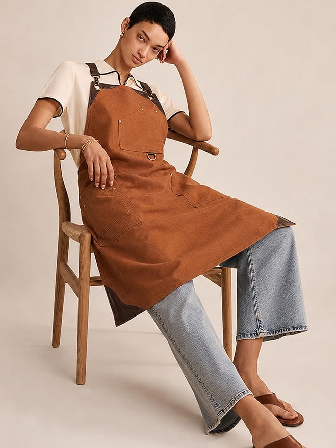 Professional Work Apron for Men & Women – 100% Cotton with waterproof Membrane, Cross Back Straps - Image 3