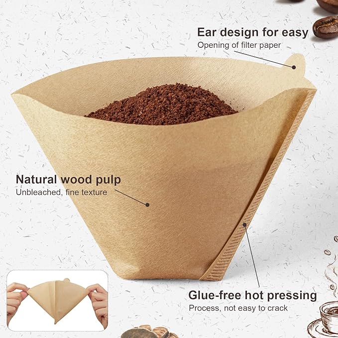 100Pcs Coffee Filters #4, Unbleached Natural Coffee Filters 8-12 Cup, Disposable Coffee Filters, 4 Cone Paper Compatible with Ninja Coffee Maker, Pour Over and Drip Coffee Maker