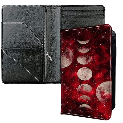 Server Books for Waitress, with 7 Large Pockets, Waiter Serving Book, Waitstaff Server Order Pads, Cute PU Leather Server Book with Pen Holder Fit Server Apron, Red Galaxy Moon by Unknown