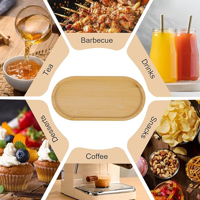 2PCS Bamboo Soap Dish Dispenser Small Wood Bath Tray Wooden Bathroom Countertop Trays Kitchen Tray Sink, Vanity Dresser Jewelry Ring Dish Comestic Holder Bathtub Small Items Organizer