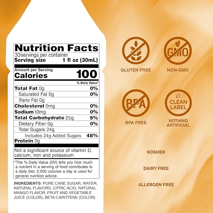 Monin - Mango Syrup | Premium Syrup for Cocktails, Sodas, Lemonades & More | Clean Label with No Artificial Flavors, No Artificial Preservatives (BPA-Free Plastic Bottle, 1 Liter) - Image 2