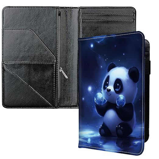Server Books for Waitress, with 7 Large Pockets, Waiter Serving Book, Waitstaff Server Order Pads, Cute PU Leather Server Book with Pen Holder Fit Server Apron,Panda with Orbs by Unknown