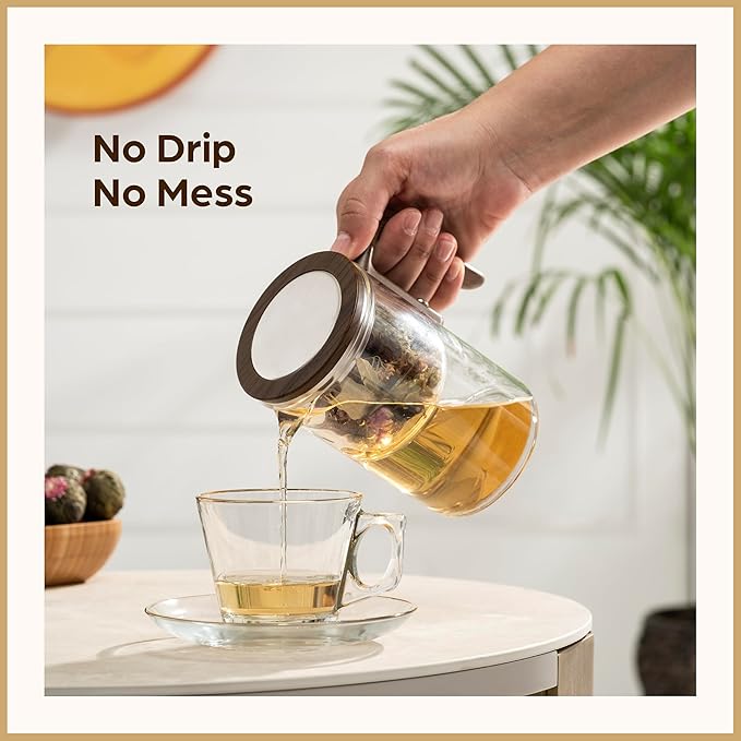 Enchanti Tea Pot - Modern Glass Infuser Teapot - Water Separation Magic Teapot with Heat-Resistant Handle - Elegant Gift Box & Writable Card - Perfect for Loose Leaf Tea - 800 ML (27oz)