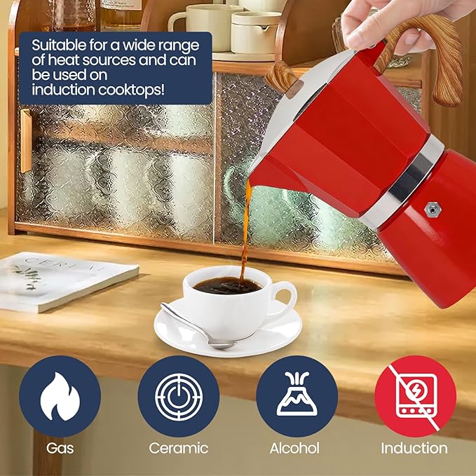 9 Cup Moka Pot Aluminum 450ml Italian Coffee Maker Stovetop Espresso CoffeeMakers Mocha Pot Percolator for Electric Ceramic Stove Classic Greca Cafe Makers Portable for Easy Brewing