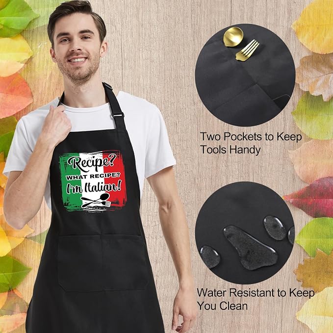 Chef Aprons for Men Women with Pockets, Kitchen Apron for Cooking Grilling Gifts for Dad Mom Birthday Christmas - Image 6