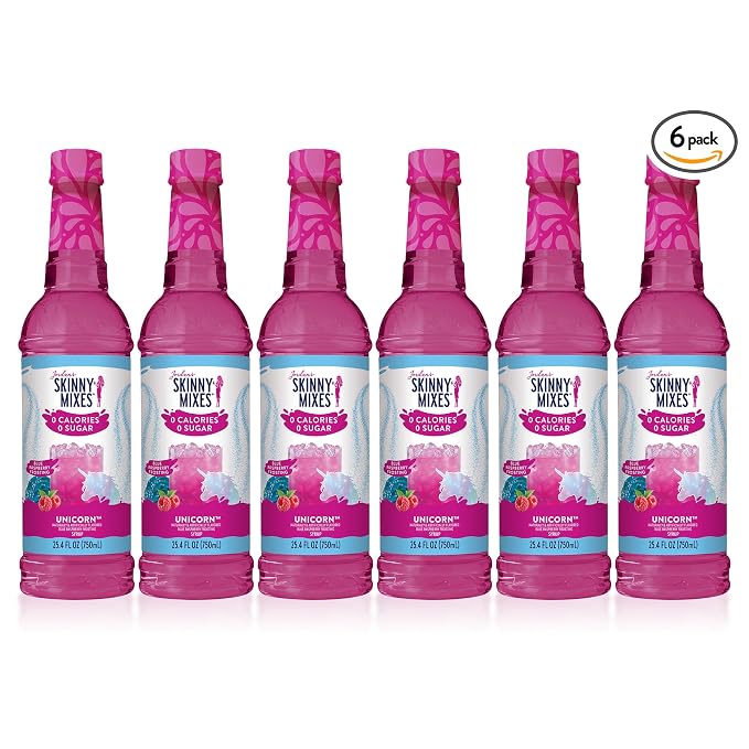 Jordan's Skinny Mixes Sugar Free Syrup, Unicorn Flavor, Fruit Flavored Water Enhancer, Drink Mix for Iced Tea, Lemonade, Drinks, Low Calorie Water Flavoring, Dairy & Gluten Free, 25.4 Fl Oz, 6 Pack - Image 8