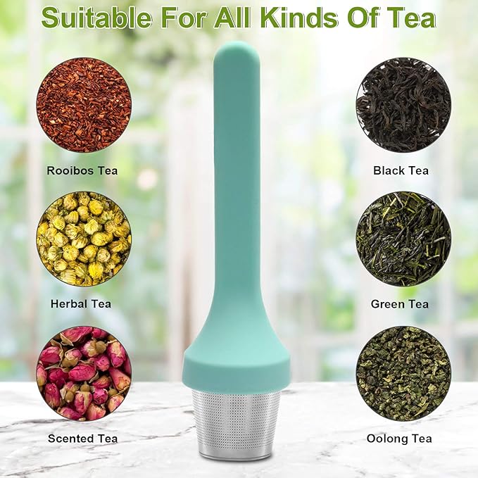 Fenshine Tea Infuser, Extra Fine Mesh Tea Cup Filter Silicone Handle Stainless Steel Tea Strainer Loose Tea Steeper for Loose Leaf Tea or Herbal Tea