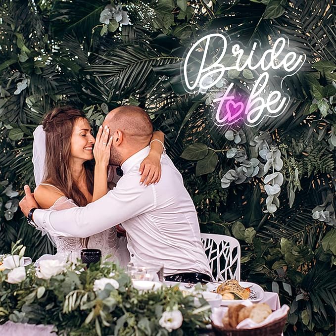 Bride to Be Neon Sign Wedding Light Signs White Led Neon Light Signs USB Dimmable Led Lights Sign for Bachelorette Engagement Party Bridal Shower