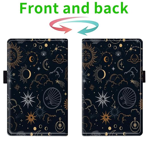 Server Books for Waitress, with 7 Large Pockets, Waiter Serving Book, Waitstaff Server Order Pads, Cute PU Leather Server Book with Pen Holder Fit Server Apron, Sun and Moon - Image 2