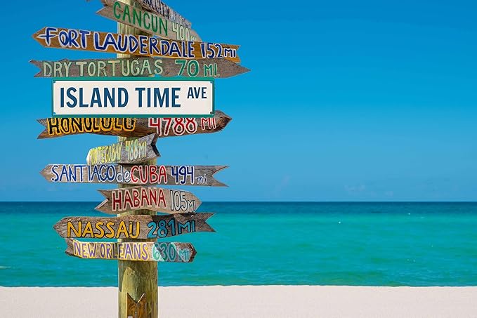 Island Time Ave Metal Sign 4x16in Tropical Beach Plaque for Home Bar Yard Living Room Cool House Garden Decor