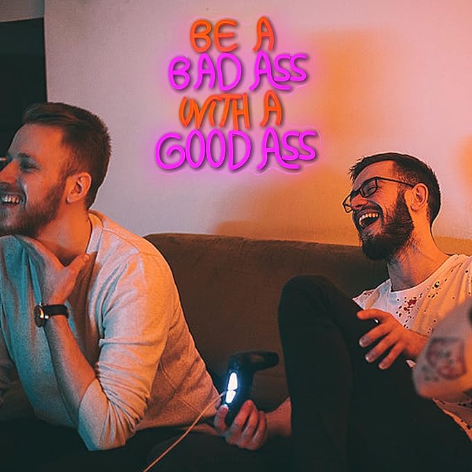 Be A Bad One With A Good One Neon Sign for Wall Decor Gym Light Up Sign with Adjusted Switch Usb Powered Pretty Letter Led Sign for Party Birthday Bar Pub Club Decoration(12.6 * 12.6 in)