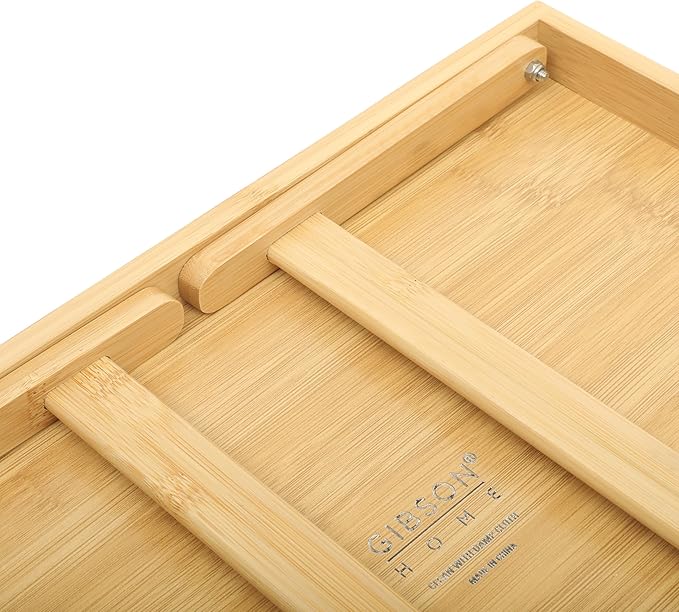 Gibson Home Continental Bamboo Bed Tray with Folding Legs, for Breakfast, Eating, Working, Laptop, Foldable Serving