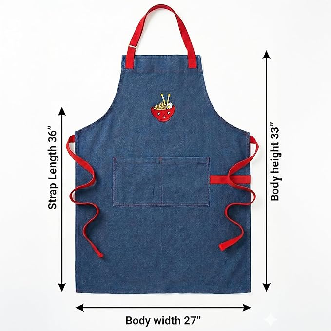 100% Cotton Printed Kitchen Apron with 2 Pockets for Men and Women – Adjustable Chef Apron - Machine Washable