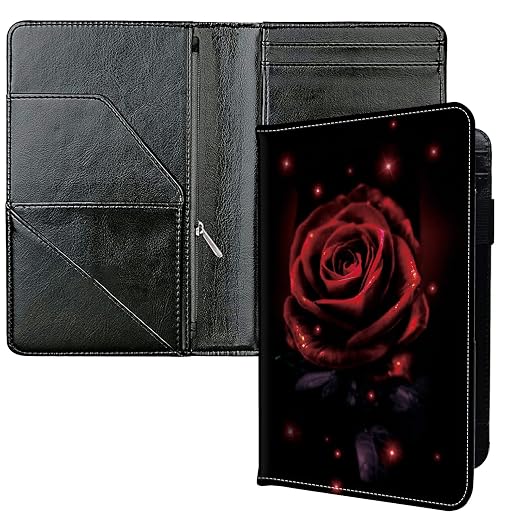 Server Books for Waitress, with 7 Large Pockets, Waiter Serving Book, Waitstaff Server Order Pads, Cute PU Leather Server Book with Pen Holder Fit Server Apron, Red Rose by Unknown