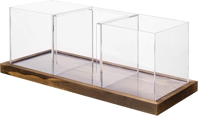 MyGift Modern Modular Coffee and Tea Station Organizer with 3 Removable Premium Clear Acrylic Compartments and Rustic Burnt Solid Wood Decorative Tray, 4 Piece Set - Image 5