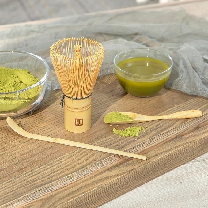 Restaurantware-Dojo Matcha Tea Whisk Set, 3-Piece Traditional Matcha Brush Set - Includes Whisk (Chasen), Scoop (Chashaku), And Spoon, Durable, Bamboo Matcha Making Set, Heat-Resistant, Sustainable